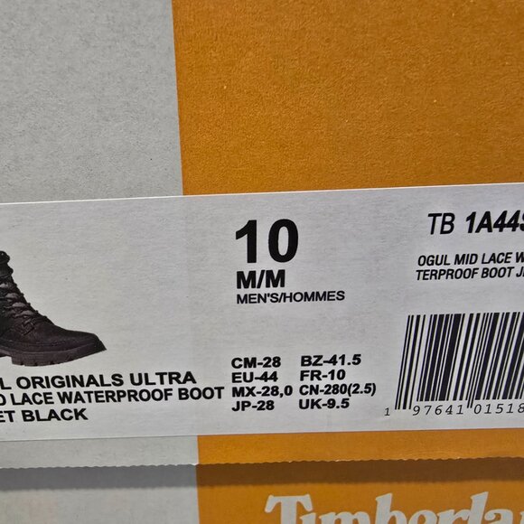 MENS TIMBERLAND ORIGINALS ULTRA WP BOOT BLACK SIZE 10 TB1A44SS015 NEW - Picture 10 of 14
